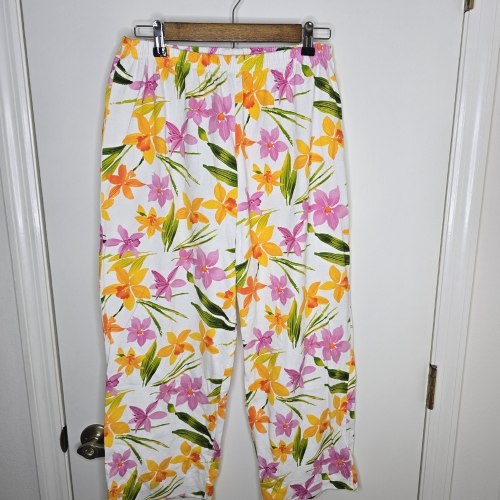 Forenza Floral Vintage 90's Pull On Pants - Pink, Orange, Green Size Large